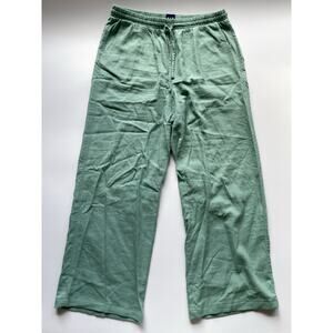 Women's Gap Green Linen Blend Wide Leg Casual Pants Size Medium